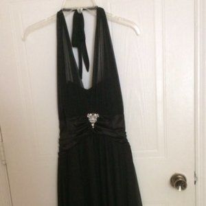Strapless Halter-top Black Chiffon Cocktail Dress
